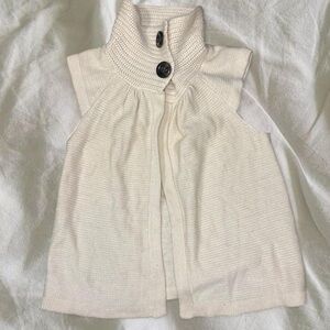 Cream Knit Sleeveless Button Cardigan Vintage